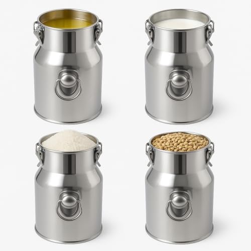 Stainless Steel Jug 1.32 Gallon Can with Lid, Metal Container Large Capacity Milking Pail for Goats, Food Grade for Cow or Home Use