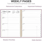 2025 Planner, Weekly and Monthly Planner Spiral Bound, Jan 2025 - Dec 2025, Hardcover 2025 Calendar Planner Book with Tabs, Inner Pocket, Perfect for Office Home School Supplies - A5 (6.3" x 8.5"), Purple