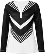 Womens Long Sleeve V Neck Tops Striped Contrast Color T Shirts Casual Work Fashion Tunics Blouses Tee
