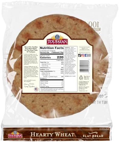 Toufayan Wheat Flatbread – Soft, Versatile Flatbread for Wraps, Sandwiches & Pizzas | Freeze Upon Arrival | 3 Pack (15 Flatbreads Total)