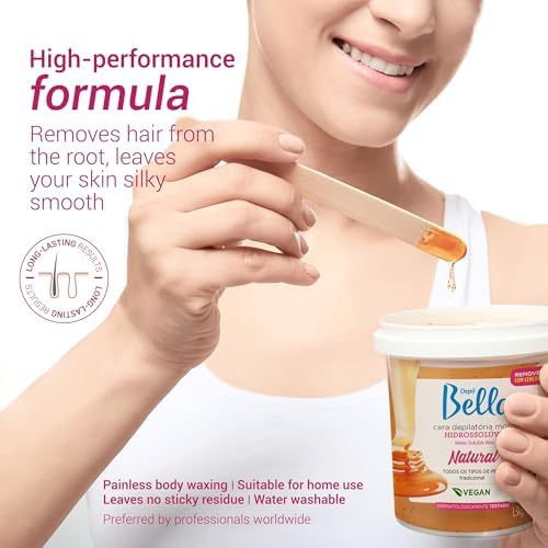 DEPIL BELLA Brazilian Sugar Wax, Hair Removal Wax for Personal & Professional Use, Organic, Natural, Vegan, Washable, All Skin Types - 2.87lbs