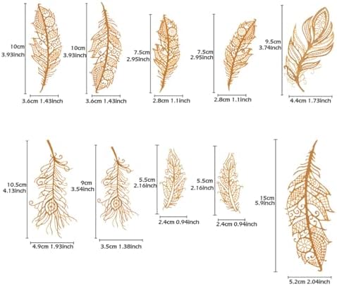 Feather Edible Cake Lace for Cupcake Topper Decoration 10-piece Set Gold