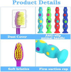 100 Pack Kids Toothbrush Soft bristles Toddler Lovely Toothbrush with Suction Cup Bulk, Includes Travel Covers, Individually Wrapped Toothbrushes for Kid Home School Daycare Camp (Candy)