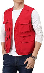 Flygo Men's Utility Cargo Vest Outdoor Fishing Safari Travel Work Photo Vest with Pockets