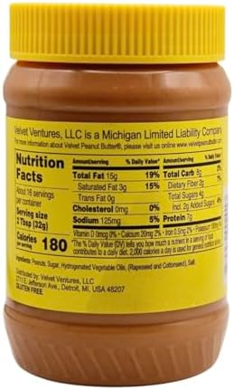 Velvet Peanut Butter, Creamy – Detroit’s Classic Since 1937, Smooth & Nostalgic Spread with “Fresh, Pure, Delicious” Label, Made in the USA, Gluten-Free, Perfect for Sandwiches, Baking & Snacking (18 Ounce Jar)