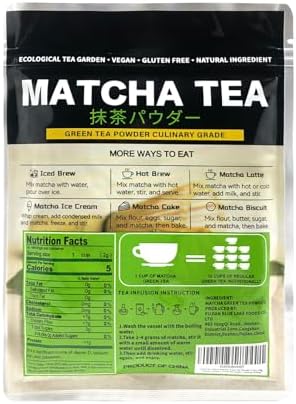 TIAN HU SHAN Matcha Green Tea Powder 3.5oz/100g, Pure Matcha Powder Culinary Grade Unsweetened for Lattes, Cooking, Baking, Vegan 100% Natural （Package May Vary)