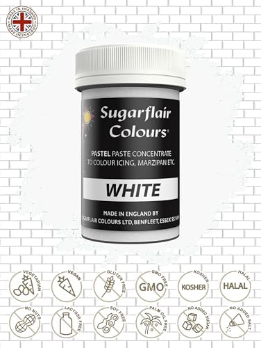 Sugarflair WHITE Pastel Paste Edible Concentrated Cake Icing Decor Food Colour