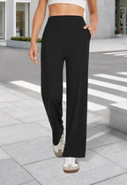 Wide Leg Pants Woman High Waist Yoga Pants with Pockets Loose Stretch Dress Work Sweatpants Casual Lounge