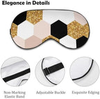 Geometric Golden Black and White Hexagon Grid Chic Sleep Mask for Women Men, Light Blocking Breathable Eye Mask with Adjustable Strap, Pressure-Free Comfortable Eye Cover for Travel Nap
