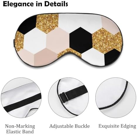 Geometric Golden Black and White Hexagon Grid Chic Sleep Mask for Women Men, Light Blocking Breathable Eye Mask with Adjustable Strap, Pressure-Free Comfortable Eye Cover for Travel Nap