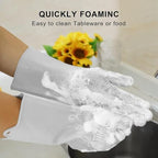 Dishwashing Sponge Gloves for Kitchen, Dishwashing Gloves Reusable Rubber Cleaning Gloves, Silicone Dishwashing Gloves Scrubber Glove, Washing Gloves for Housework, Car, Bathroom, Clothes, Pet (Gray)