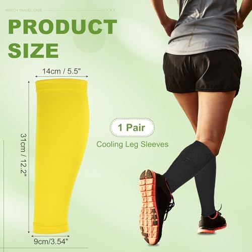 Sun Protection Leg Sleeves, Sports Compression Leg Cooling Ice Silk Sleeves with Anti-slip Silicone Strips