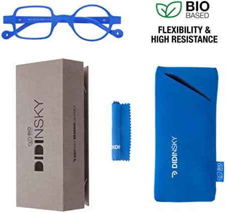 DIDINSKY readers presbyopia reading glasses anti blue light for men and women. Rubber touch, flexible temples and anti-reflective lenses. Klein +0.0 - DALI BIO