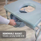 DMI Drop Arm Portable Toilet Commode, Extra-Wide Seat, 500 Pound Weight Capacity, Bucket with Lid Included, Adjustable Legs, Elderly Assistance Products, Grey