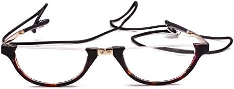 Agstum Mens Womens Half Moon Foldable Reading Glasses with Portable Case (Tortoise shell, 1.0)