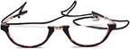 Agstum Mens Womens Half Moon Foldable Reading Glasses with Portable Case (Tortoise shell, 3.5)