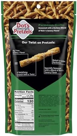 Dot's Homestyle Pretzels Parmesan Garlic Seasoned Pretzel Twist Snack, 16oz Grocery Sized Bag