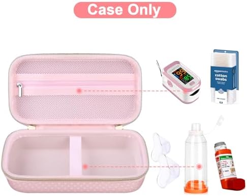 Canboc Carrying Case for Asthma Inhalers, Handheld Spacer for Kids and Adults, Face Masks, Space Chamber, Inhaler Spacer Case with Mesh Pocket fit Medicine and Other Essentials, Pink (Case Only)