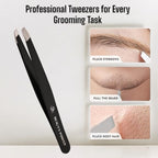 Beauty Power Professional Precision Slant Tweezers for Women Facial Hair - Tweezers for Men & Women, Eyebrow Tweezer for Ingrown Hair Blackhead & Splinter Removal - Gift Idea - Black