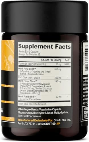 ONNIT Alpha Brain Nootropic Brain Supplement for Men and Women, IGEN Non-GMO Tested, Memory, Mental Clarity, Cognitive Support and Focus Capsules with L-Theanine and Vitamin B6, 30 Count