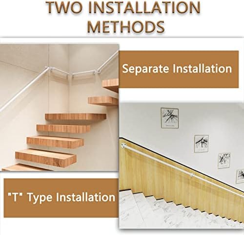 White Stair Handrails Banister, Metal Outdoor Grab Rail, Black Stairway Railing for Stairs, Wall Mounted Handrails Railings, Bar Counter Foot Rail/Support Rod (Size : 2.6 FT)