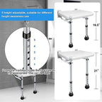 Folding Shower Seat, Height-Adjustable Wall-Mounted Bathroom Safety Stool with Non-Slip Support Legs and Shower Head Slot for Elderly Senior,Handicap,Pregnant Woman