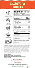 Steve & Andy’s Thin, Crispy & Scrumptious Ginger Snap Cookies - Organic & Gluten Free, Non-Gmo, Nut Free, Wheat Free, Soy Free - 1 Box, 5.5 Oz (10 Cookies)