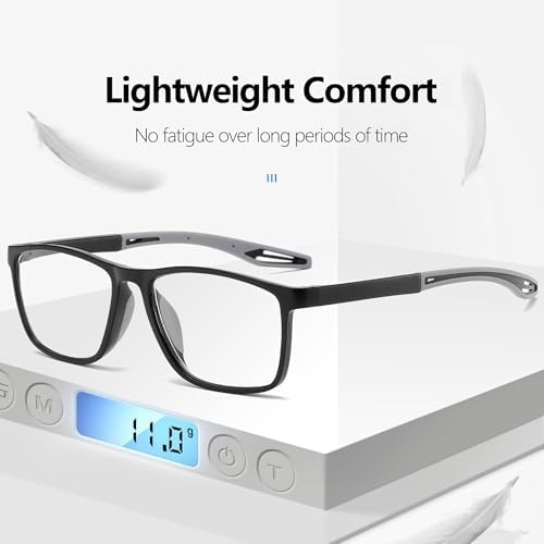 Reading Glasses for Men Sporty Design TR90 Blue Light Blocking Reader Comfortable and Flexible Lightweight +1.75