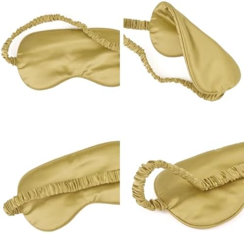 1 Pack Sleep Mask, Silk Eye Mask with Elastic Strap, Blindfold, Soft Silk Sleeping Mask for Girls, Women, Men (Gold)