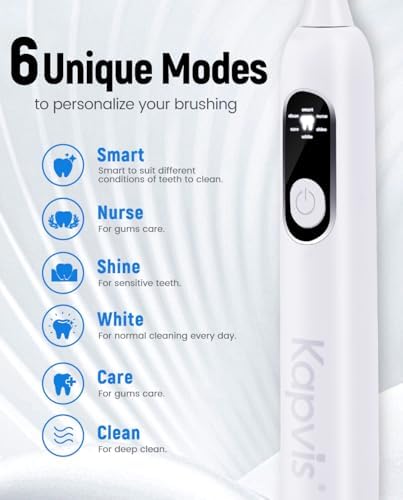 Sonic Electric Toothbrush for Adults, USB Rechargeable Sonic Toothbrush with 4 Brush Heads, Smart Timer, 6 Modes 38000VPM Powered LCD Screen Travel Toothbrushes, 4-Hour Fast Charge Last 30 Days