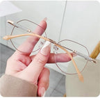 XINGNIAN New Frameless Trimmed Anti-blue light Gold Polygon Reading Glasses for Women Trendy Metal Rimless Readers