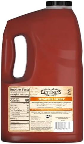 Cattlemen's Memphis Sweet BBQ Sauce, 1 gal - One Gallon of Sweet Memphis Barbeque Sauce, Best on Wings, Ribs, Burgers and More