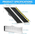 4FT Portable Wheelchair Ramp, Non-Slip Aluminum Folding Handicap Ramp, 800 LBS Capacity Door Threshold Ramps for Home Steps, Scooter Ramps for Car, Doorways, Curbs, Stairs, Cart, Wheel Chair Ramp Step