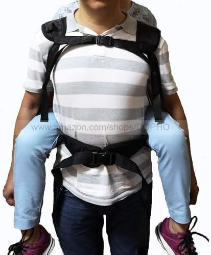 Double Layer Patient Lift Sling Carrier One-Person Transferring Belt for Carrying Up and Down Stairs to Bed,Wheelchair,Chair,Car,Vehicle for Elderly,Handicapped,Disabled,Bedridden (Black, Small)