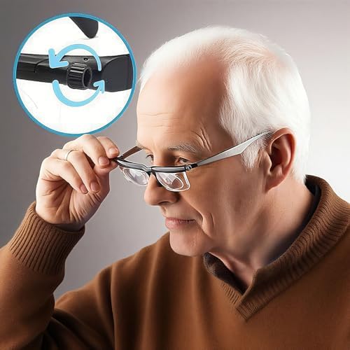 Flexvision Adjustable Vision Glasses Flex Focal Length Adjustable with Dial Vision for Near and Far Vision - Men & Women, Unisex.