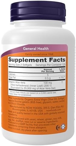 NOW Foods Supplements, Aloe Vera (Aloe barbadensis) 10,000 mg, Supports Digestive Health*, 250 Softgels