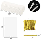 600 Pcs Cake Pop Sticks and Wrappers Kit, Including 6 Inch Paper Lollipop Sticks，4 x 6 Inches Clear Candy Treat Bags, Plastic Cake Pop Bags and Gold Twist Ties Chocolate Pops Making Accessories