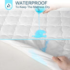 Full Air Bed Mattress Pad with 15-24 Inch Deep Pockets - Waterproof Protector for Warm Sleep & Cold Air Insulation,Perfect for Camping, Guest Bed, Pets & Overnight Visitors-White