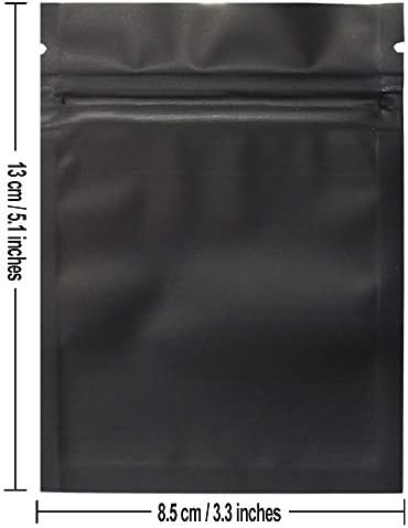 100 Pack Mylar Bags 3.3 x 5.1 Inch Resealable Smell Proof Bags Foil Pouch Bag Flat Bag Matte Black