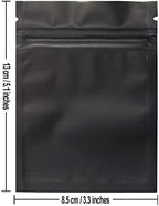 100 Pack Mylar Bags 3.3 x 5.1 Inch Resealable Smell Proof Bags Foil Pouch Bag Flat Bag Matte Black
