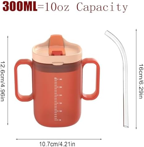 VOPHIA Senior Water Cup Sippy Cups for Elderly, Safe Silicone Spill Proof Cups with 2 Handles Straw and Lid for Adults for Hospital Patients, Elderly, Pregnant, and Disabled (Blue-1 Pack)