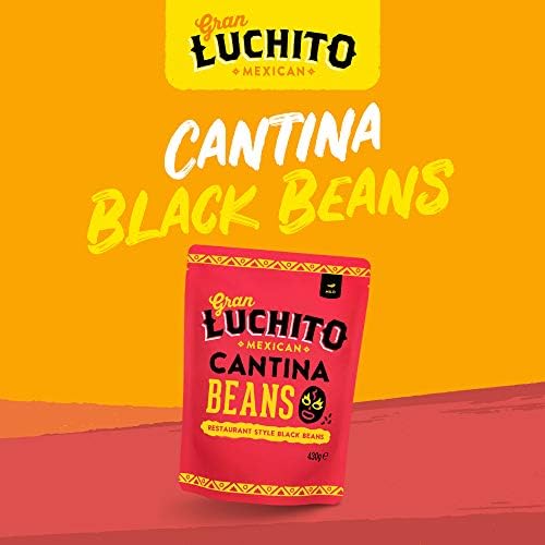 Gran Luchito Mexican Cantina Black Beans 15oz (Pack Of 6) - Vegan - Fat Free - Non GMO - Microwavable Pouch