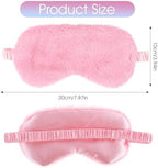 2 Pcs Plush Eye Mask Soft Sleeping Blindfold Eye Cover Comfortable Furry Faux Fur Sleeping Mask Satin Nap Night Eyeshade Cover for Women Men Gift (Blue, Pink)