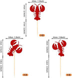24 Pack Crawfish Cupcake Toppers Red Glitter Lobster Cupcake Food Picks Bridal Shower Bachelorette Sea Animal Theme Baby Shower Kids Birthday Party Cake Decorations Supplies Red