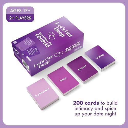 Let's Get Deep by Relatable, A Question Card Game for Couples, Great for Date Night Ideas, Couples Gifts, Wedding Gifts, and Long Distance Relationship Gifts, Includes 200 Cards to Build Up Intimacy