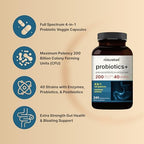 NatureBell Probiotic 200 Billion CFU – 40 Strains Per Serving | 240 Veggie Capsules with Prebiotics and Probiotics – Full Spectrum Complex with Enzymes – Daily Probiotics for Women & Men