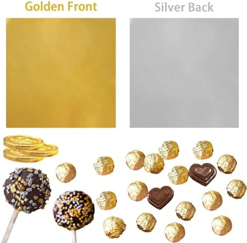 200 Pack 3.15x3.15 inch Golden Chocolate Wrappers Aluminium Foil Square Sweets Lolly Paper Wrapping for DIY Food Candy Packaging Decoration Party Favor Wedding Birthday Accessories