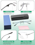 Photochromic Bifocal Reading Glasses For Men Women-Blue Light Protection,Fashion Frameless Readers Glasses UV400