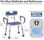 Shower Chair for Elderly and Disabled (450 lbs) Adjustable Height Shower Seat for Inside Shower with Padded Wide Arms & Back, Heavy Duty Medical Bathtub Stool for Women Seniors Handicap