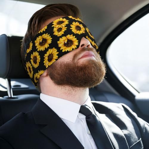 Beautiful Sunflower Fall Flower Blackout Eye Covers - Women Eye Shades for Sleeping - Men Adjustable Sleep Eye Masks